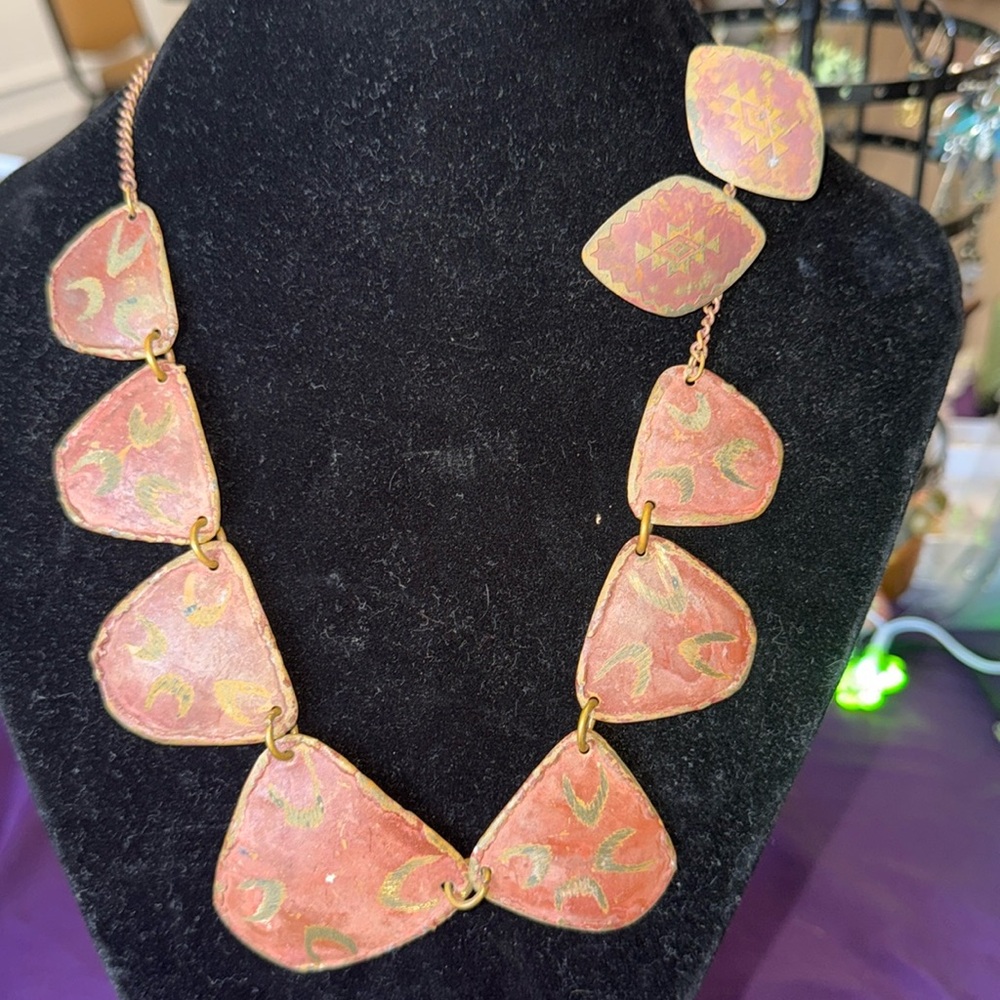 Copper necklace clip on earrings